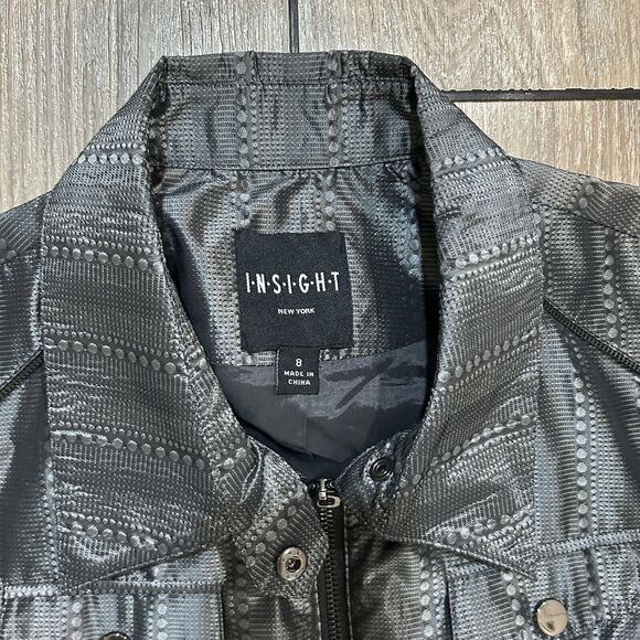 Womens Jacket 8 Full Zip Moto Gray Festival Event Grunge Rockabilly - Picture 2 of 11